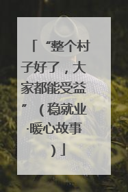“整个村子好了，大家都能受益”（稳就业·暖心故事）