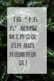 省“十五五”规划编制工作会议召开 胡昌升出席并讲话