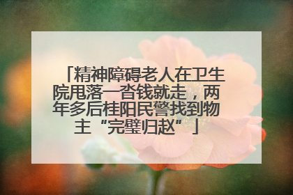 精神障碍老人在卫生院甩落一沓钱就走，两年多后桂阳民警找到物主“完璧归赵”