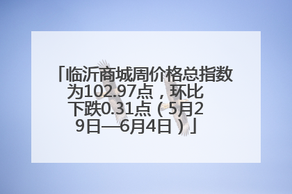 临沂商城周价格总指数为102.97点，环比下跌0.31点（5月29日—6月4日）
