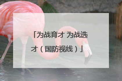 为战育才 为战选才（国防视线）