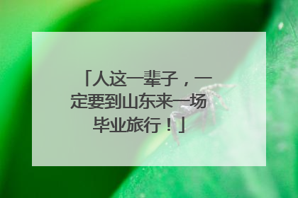 人这一辈子，一定要到山东来一场毕业旅行！