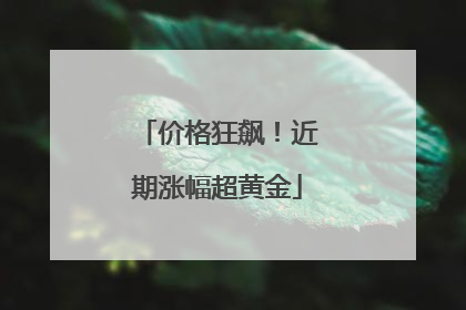 价格狂飙！近期涨幅超黄金