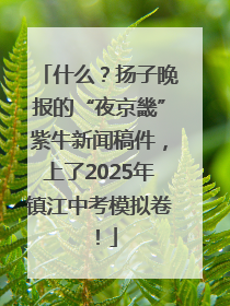 什么？扬子晚报的“夜京畿”紫牛新闻稿件，上了2025年镇江中考模拟卷！