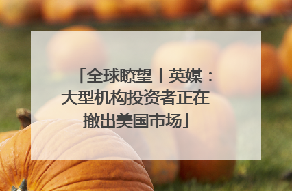 全球瞭望丨英媒：大型机构投资者正在撤出美国市场