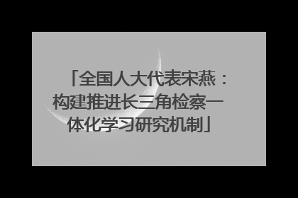 全国人大代表宋燕：构建推进长三角检察一体化学习研究机制