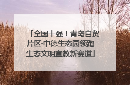 全国十强！青岛自贸片区·中德生态园领跑生态文明宣教新赛道