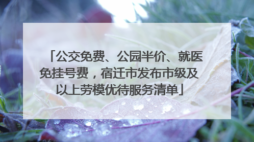 公交免费、公园半价、就医免挂号费，宿迁市发布市级及以上劳模优待服务清单