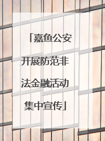 嘉鱼公安开展防范非法金融活动集中宣传