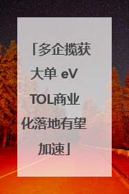 多企揽获大单 eVTOL商业化落地有望加速