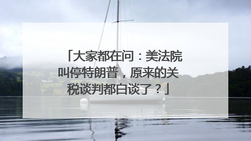 大家都在问：美法院叫停特朗普，原来的关税谈判都白谈了？