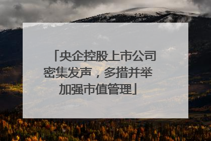 央企控股上市公司密集发声，多措并举加强市值管理
