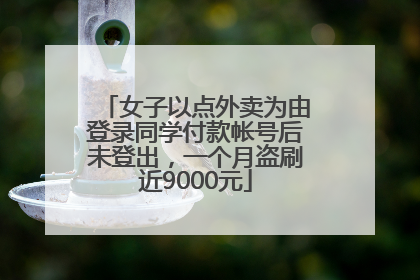 女子以点外卖为由登录同学付款帐号后未登出，一个月盗刷近9000元