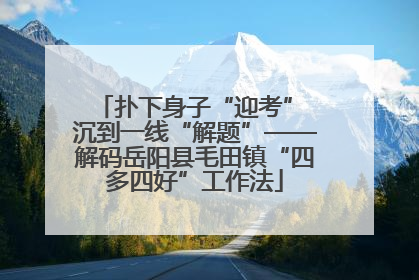 扑下身子“迎考” 沉到一线“解题”——解码岳阳县毛田镇“四多四好”工作法