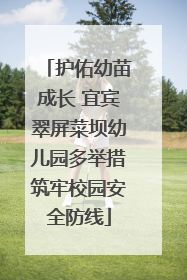 护佑幼苗成长 宜宾翠屏菜坝幼儿园多举措筑牢校园安全防线