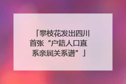 攀枝花发出四川首张“户籍人口直系亲属关系谱”