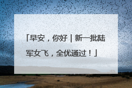 早安，你好｜新一批陆军女飞，全优通过！