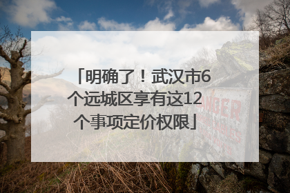 明确了！武汉市6个远城区享有这12个事项定价权限