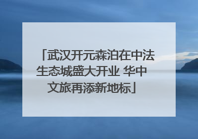 武汉开元森泊在中法生态城盛大开业 华中文旅再添新地标