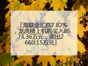 海联金汇跌7.82%，龙虎榜上机构买入8673.36万元，卖出2660.15万元