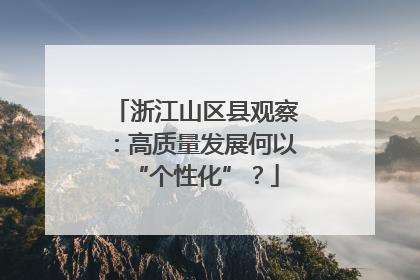 浙江山区县观察：高质量发展何以“个性化”？