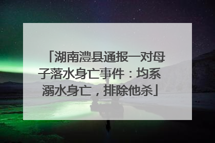 湖南澧县通报一对母子落水身亡事件：均系溺水身亡，排除他杀