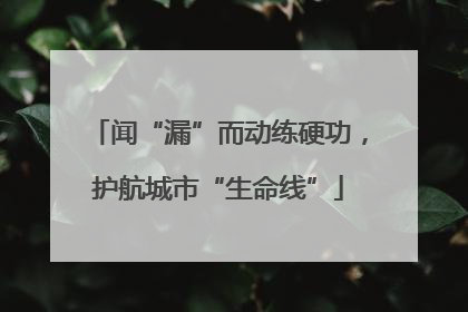 闻“漏”而动练硬功，护航城市“生命线”