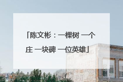 陈文彬：一棵树 一个庄 一块碑 一位英雄