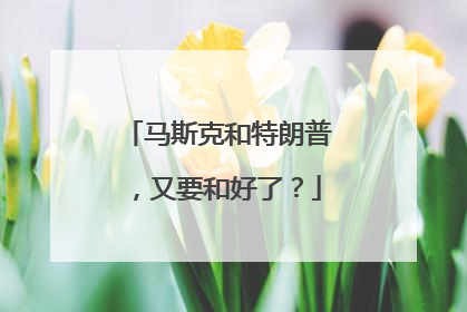 马斯克和特朗普，又要和好了？