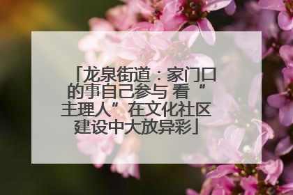 龙泉街道：家门口的事自己参与 看“主理人”在文化社区建设中大放异彩