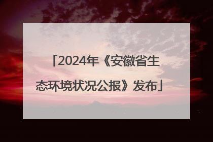 2024年《安徽省生态环境状况公报》发布