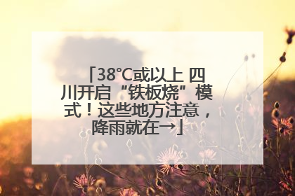 38℃或以上 四川开启“铁板烧”模式！这些地方注意，降雨就在→