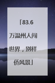 83.6万温州人闯世界，别样侨风景