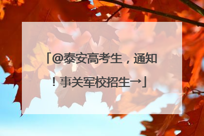 @泰安高考生，通知！事关军校招生→